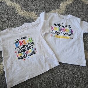 Kids White Graphic T-Shirts - Kindergarten Theme 5T